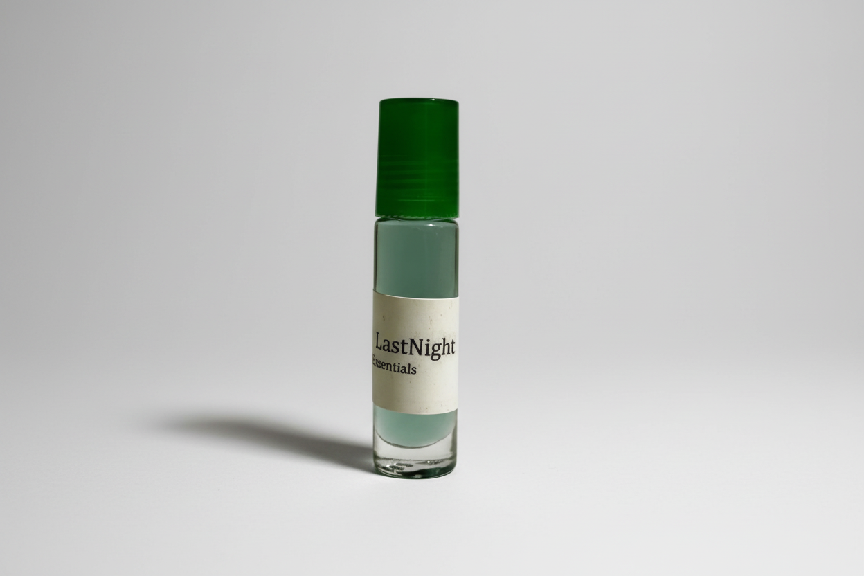 Last Night Body Oil with light gray background